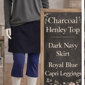 Dark Navy Mini Skirt with Royal Blue Capri Leggings